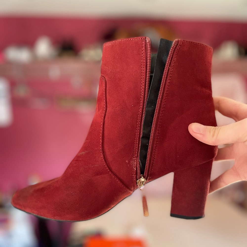 Primark Side Zip Booties - Red Size 8